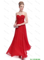 Gorgeous Sweetheart Ruched Red Prom Dresses with Appliques