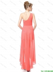 Latest High Low One Shoulder Prom Dresses with Side Zipper