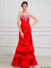 Luxurious Column Strapless Appliques Prom Dresses in Red
