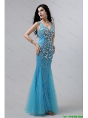 Luxurious Mermaid Beaded Prom Dresses with V Neck