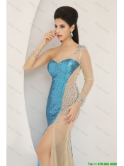 Luxurious Sequined Multi Color Prom Dresses with Long Sleeve