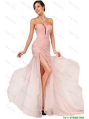 Luxurious Side Zipper Ruched Prom Dresses with Asymmetrical