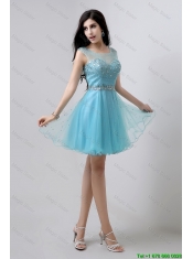 New Style A Line Scoop Open Back Prom Dresses with Beading