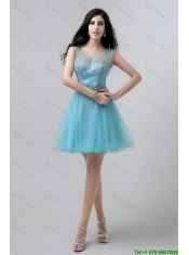 New Style A Line Scoop Open Back Prom Dresses with Beading