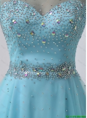 New Style A Line Scoop Open Back Prom Dresses with Beading