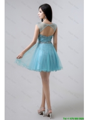 New Style A Line Scoop Open Back Prom Dresses with Beading