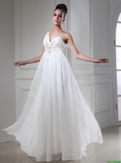 New Style Empire One Shoulder Prom Dresses with Beading and Sequins