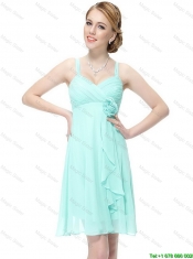 New Style Short Hand Made Flowers Prom Dresses with Straps