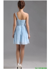 Perfect One Shoulder Ruching Short Prom Gowns for Holiday