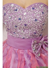 Pretty Sweetheart Bowknot and Beaded Short Prom Gowns in Multi Color