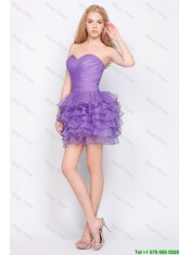 Pretty Sweetheart Lavender Short Prom Dresses with Ruffled Layers