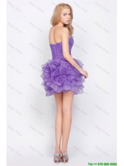 Pretty Sweetheart Lavender Short Prom Dresses with Ruffled Layers