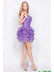 Pretty Sweetheart Lavender Short Prom Dresses with Ruffled Layers