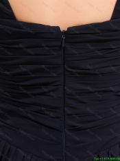 Simple Brush Train V Neck Beaded Prom Dresses in Black