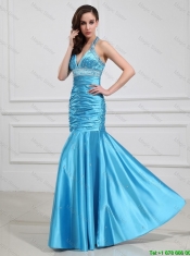 Sweet Mermaid Halter Top Prom Dresses with Beading in Baby Blue Sweet Mermaid Halter Top Prom Dresses with Beading in Baby Blue