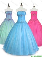 2016 Discount Strapless Ball Gown Sweet 16 Dresses with Beading