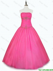 2016 Discount Strapless Ball Gown Sweet 16 Dresses with Beading