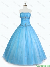 2016 Discount Strapless Ball Gown Sweet 16 Dresses with Beading