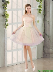 2016 Fall Sexy A Line Strapless Short Junior Dresses with Belt