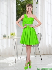 2016 Short One Shoulder Prom Dresses with Beading