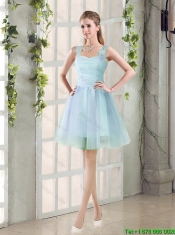 2016 Summer A Line Straps Ruching Dama Dresses with Hand Made Flowers