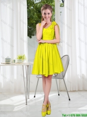 2016 Summer Simple One Shoulder Dama Dresses in Yellow Green
