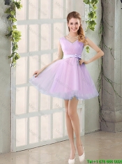 2016 Summer V Neck Strapless Junior Dresses with Bowknot