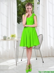 A Line Hand Made Flowers Prom Dresses in Spring Green