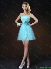 Beautiful A Line Aqua Blue Prom Dresses with Appliques