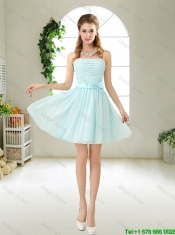 Beautiful A Line Ruched Junior Dresses in Light Blue