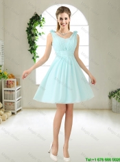 Beautiful A Line Ruched Junior Dresses in Light Blue