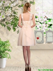 Beautiful Champagne Straps Junior Dresses with Bowknot