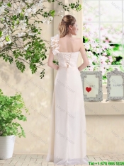 Cheap One Shoulder Hand Made Flowers Junior Dresses in Champagne
