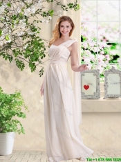 Cheap One Shoulder Hand Made Flowers Junior Dresses in Champagne