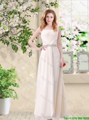Cheap One Shoulder Hand Made Flowers Junior Dresses in Champagne