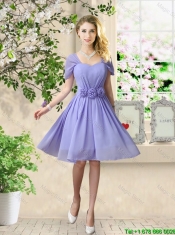 Cheap One Shoulder Ruched Prom Dresses in Lavender