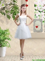 Classical Appliques and Beaded White Prom Dresses with Strapless
