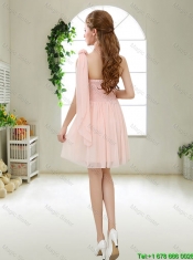 Decent One Shoulder Prom Dresses with Hand Made Flowers