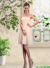 Delicate Champagne Prom Dresses with Hand Made Flowers