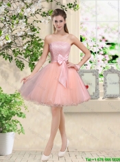 Discount Off the Shoulder Hand Made Flowers Prom Dresses in Baby Pink