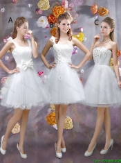 Discount One Shoulder Appliques Dama Dresses in White