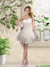 Discount Short One Shoulder Prom Dresses with Hand Made Flowers