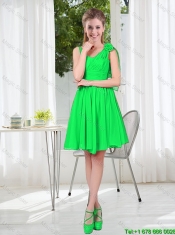 Elegant A Line Straps Green Junior Dresses with Hand Made Flowers