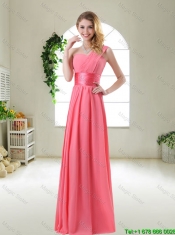 Elegant Strapless Dama Dresses in Watermelon Red