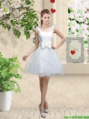 Elegant Straps Junior Dresses with Bowknot and Hand Made Flowers