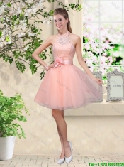 Elegant Sweetheart Baby Pink Junior Dresses with Appliques and Belt