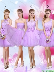 Feminine Halter Top Laced and Bowknot Dama Dresses in Lavender
