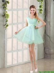 Gorgeous V Neck Strapless Dama Dresses with Bowknot