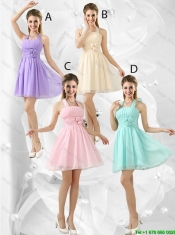 Latest Halter Top Chiffon Prom Dresses with Mini Length