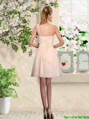 Lovely One Shoulder Prom Dresses with Hand Made Flowers